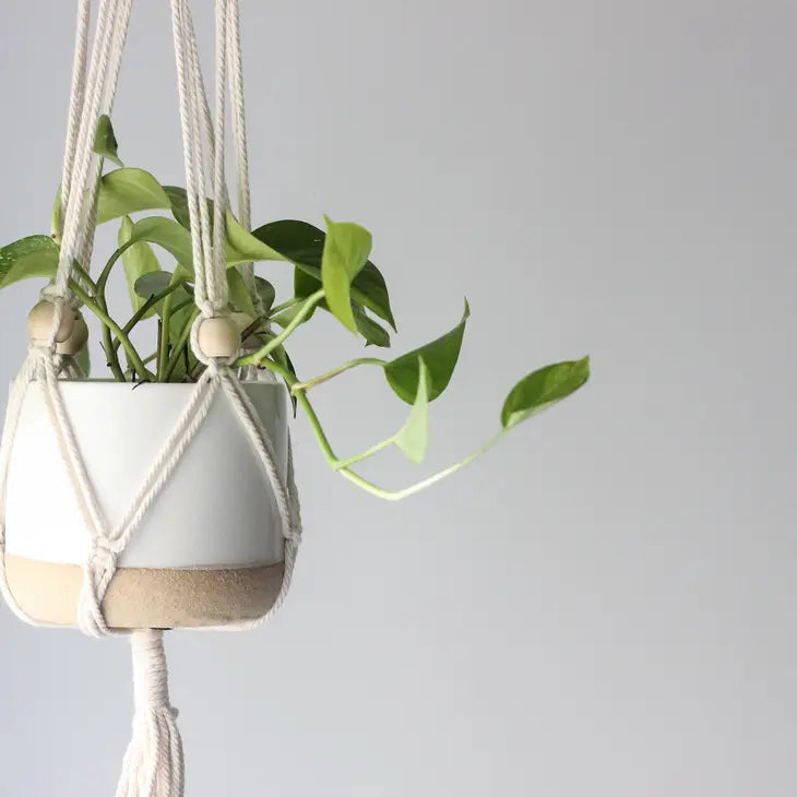 Boho Macrame Beaded Hanging Plant Holder